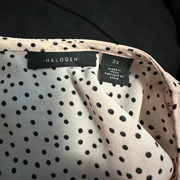 Halogen 3X Light Pink & Black Polka Dot Blouse – Short Sleeves - Picture 6 of 6